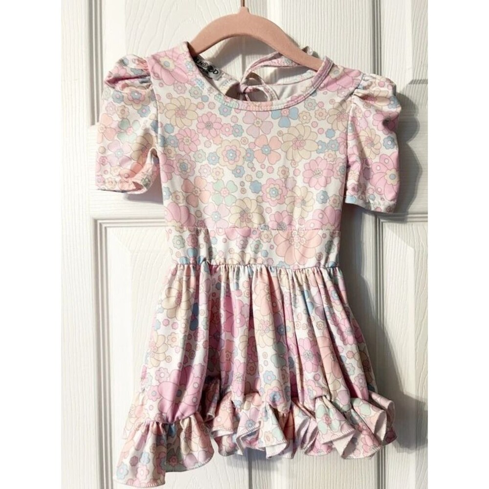 Girlhood terylene pastel floral ruffle dress 12-18 months